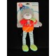 	 Doudou chat peluche rouge / orange/ gris jambes rayées Mots d'enfants - NEUF -