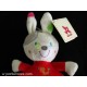 Doudou lapin plat orange rouge brodé motif oiseau NICOTOY