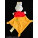 Doudou lapin plat orange rouge brodé motif oiseau NICOTOY