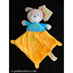 Doudou peluche pantin ours garçon gris écharpe rouge tenue bleue étoile  verte NICOTOY - DOUDOU STORE