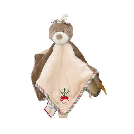 Doudou Emma beige et marron brodé radis NOUKIES - Produit neuf -