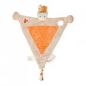 Noukie's doudou Zamba beige et orange plat attache sucette