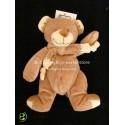 Doudou peluche ours marron motif croix NICOTOY