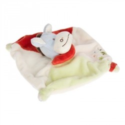 Doudou câlin petit âne carré rouge vert BN502 BABYNAT