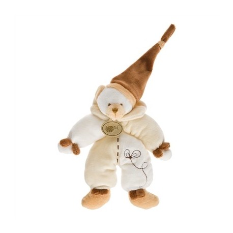 Doudou pantin ours bonnet noeud écru beige marron BN304 BABYNAT