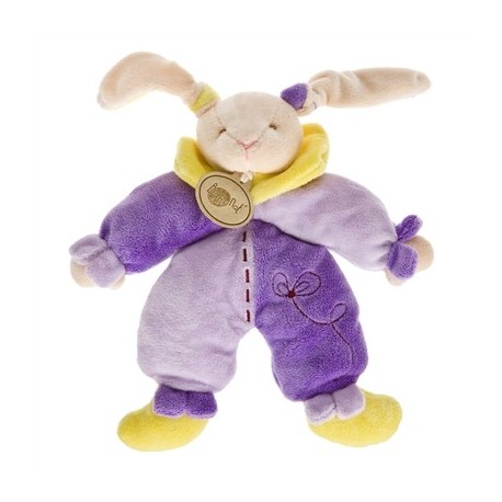 Doudou pantin lapin bonnet noeud violet parme BN304 BABYNAT