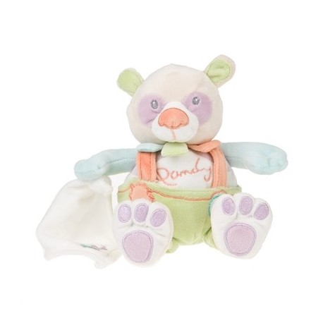 Doudou Pandy le panda salopette mouchoir BN891 BABYNAT