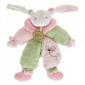 Doudou pantin lapin bonnet noeud rose vert BN304 BABYNAT