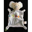 Doudou souris plat bleu gris motif oiseau NICOTOY