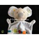 Doudou souris plat bleu gris motif oiseau NICOTOY