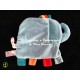 Doudou plat éléphant bleu étiquettes couleurs Happy circus NICOTOY