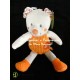 Doudou peluche pantin écru orange oreilles à pois pattes tricots NICOTOY