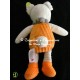 Doudou peluche pantin écru orange oreilles à pois pattes tricots NICOTOY