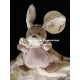 Doudou 3D lapin cuddles écru rose grand mouchoir brodé croix NICOTOY