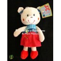 Doudou peluche pantin ours fille gris robe rouge bleue lune verte NICOTOY