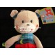 Doudou peluche pantin ours fille gris robe rouge bleue lune verte NICOTOY