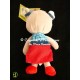 Doudou peluche pantin ours fille gris robe rouge bleue lune verte NICOTOY