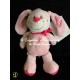 Doudou peluche lapin rose classic pastel rayures brodé coccinelle NICOTOY