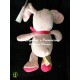 Doudou peluche lapin rose classic pastel rayures brodé coccinelle NICOTOY