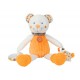 Doudou ours activités hochet tricot little hug orange et blanc pois NICOTOY