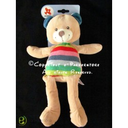 Doudou ours pantin 37 cm rayé multicolore Woodstock NICOTOY