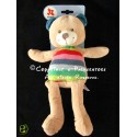 Doudou ours pantin 37 cm rayé multicolore Woodstock NICOTOY