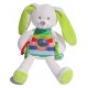 Doudou lapin pantin activités hochet 37 cm rayé multicolore Woodstock NICOTOY