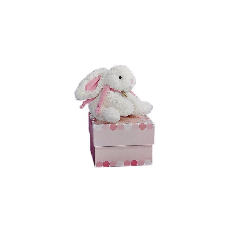 Peluche lapin rose et blanc