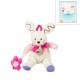  Petit doudou pantin lapin rose 17 cm avec fleur en coffret cadeau BN295 BABYNAT