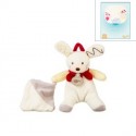 Baby Nat' petit doudou pantin lapin gris 17 cm avec mouchoir en coffret cadeau BN295