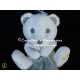 Doudou peluche ours blanc mouchoir gris étoiles brille dans la nuit SIMBA TOYS NICOTOY