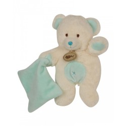 Doudou ours ourson pantin avec mouchoir turquoise les Câlins ours BABYNAT 