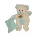 Baby Nat' doudou ours ourson pantin avec mouchoir turquoise les Câlins ours