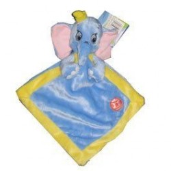Doudou Dumbo bleu jaune plat brodé balle DISNEY BABY NICOTOY