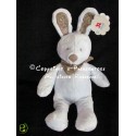 Doudou pantin lapin écru my friend Bunny 40 cm foulard marron NICOTOY