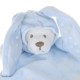 Doudou ours blanc capuche plat losange bleu oiseau étoiles brille dans le noir NICOTOY