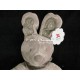 Doudou pantin lapin gris beige my friend Bunny 28 cm foulard marron assis NICOTOY