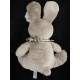 Doudou pantin lapin gris beige my friend Bunny 28 cm foulard marron assis NICOTOY