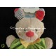 Doudou lapin August plat bleu vert boutons foulard jaune NICOTOY