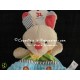 Doudou lapin August plat losange bleu vert boutons foulard jaune NICOTOY