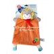 Doudou lion plat orange revers rouge écharpe rouge MOTS D'ENFANTS