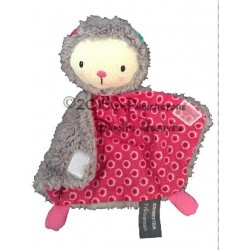 Doudou fille plat gris interieur rose PREMAMAN ORCHESTRA