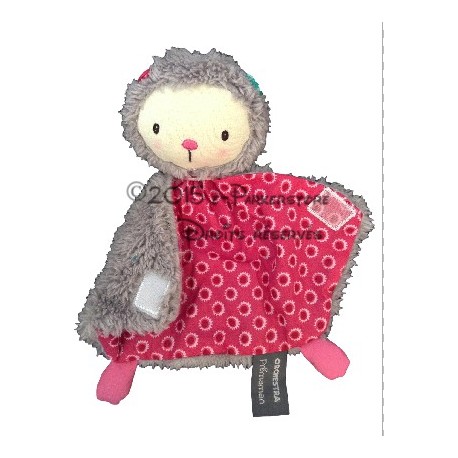 Doudou fille plat gris interieur rose PREMAMAN ORCHESTRA