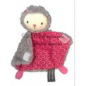 Doudou fille plat gris interieur rose PREMAMAN ORCHESTRA