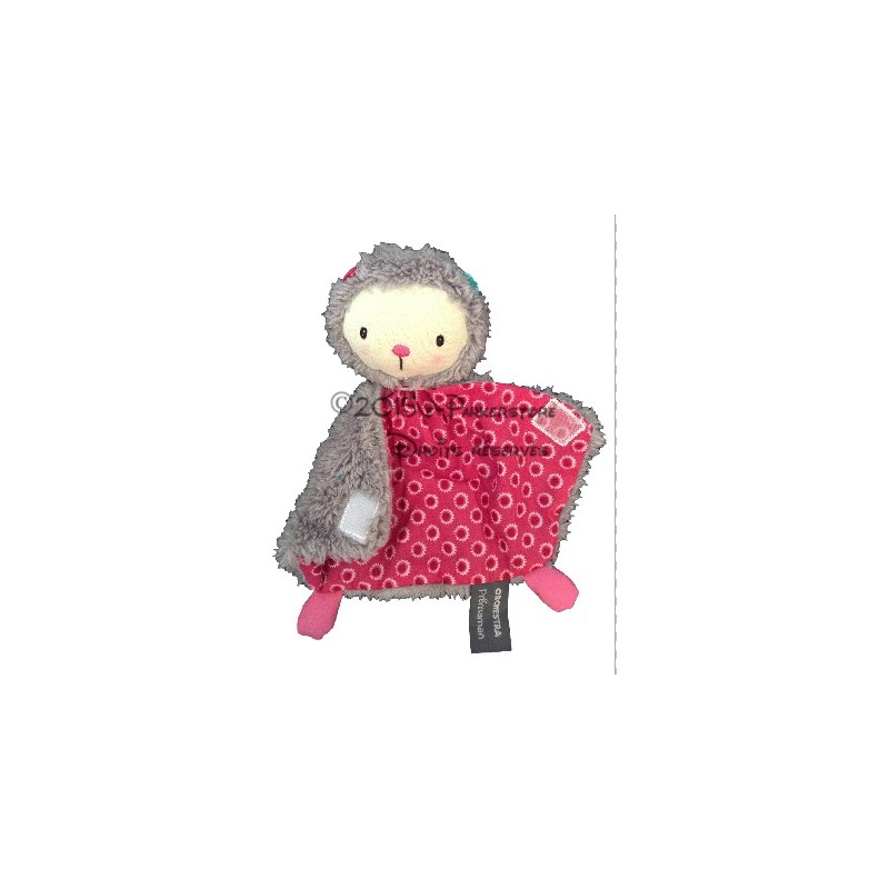 Doudou fille plat gris interieur rose PREMAMAN ORCHESTRA