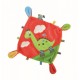 Doudou dinosaure vert sur carré rouge vert revers jaune 4 noeuds NICOTOY