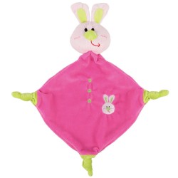 Doudou plat rose losange noeuds jaunes imprimé lapin KIABI KIOKIDS