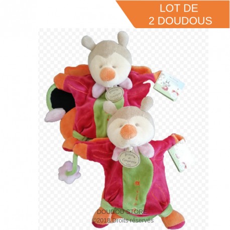 Lot de 2 doudous marionnette Miloo le papillon DC1561 DOUDOU ET COMPAGNIE