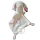 POMMETTE Doudou lapin mouchoir blanc fleurs oiseau