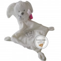 POMMETTE Doudou lapin blanc mouchoir mon petit coeur